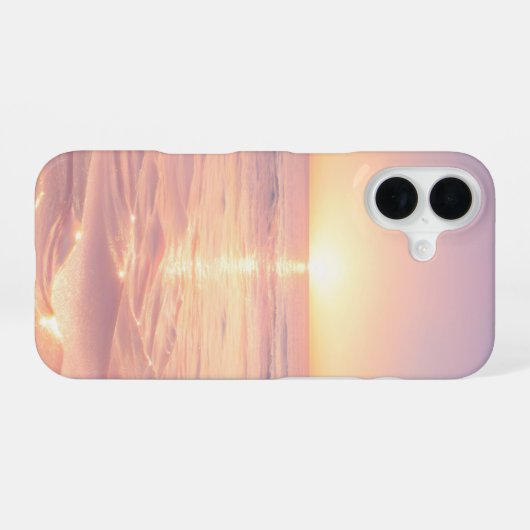 Pink Sunset Beach Phone Case iPhone 16ケース (裏面横)