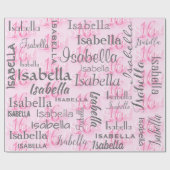 Pink Sweet 16パーソナライズ名 ラッピングペーパー (フラット)