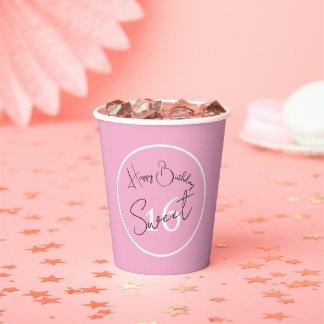 Pink Sweet 16 White & Black Script Paper cup 紙コップ
