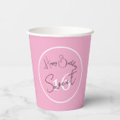 Pink Sweet 16 White & Black Script Paper cup 紙コップ (裏面)