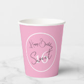 Pink Sweet 16 White & Black Script Paper cup 紙コップ (正面)