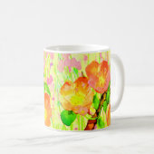 Pink Sweet Briar Flowers Leaves Branch コーヒーマグカップ (正面右)
