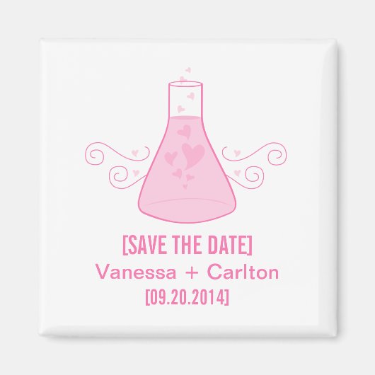 Pink Sweet Chemistry Save the Date Magnet マグネット (正面)