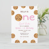 Pink Sweet Cookie 1st Birthday party 招待状 (スタンド正面)