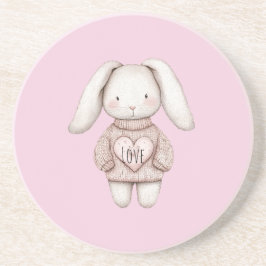 Pink Sweet Cute Bunny Pink Sweater Heart コースター