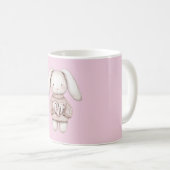Pink Sweet Cute Bunny Pink Sweater Heart コーヒーマグカップ (正面右)