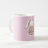 Pink Sweet Cute Bunny Pink Sweater Heart コーヒーマグカップ (正面左)