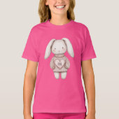 Pink Sweet Cute Bunny Pink Sweater Heart Tシャツ (正面)
