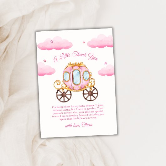 Pink Sweet Fairy Princess Carriage Baby Shower  サンキューカード