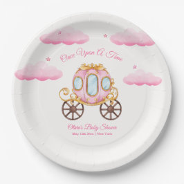 Pink Sweet Fairy Princess Carriage Baby Shower ペーパープレート