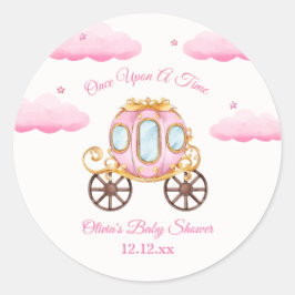 Pink Sweet Fairy Princess Carriage Baby Shower ラウンドシール