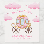 Pink Sweet Fairy Princess Carriage Baby Shower  ワインラベル (シングルラベル)