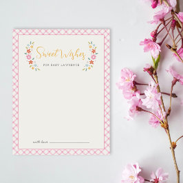 Pink Sweet Floral Wishes For Baby Shower Card  ノートカード