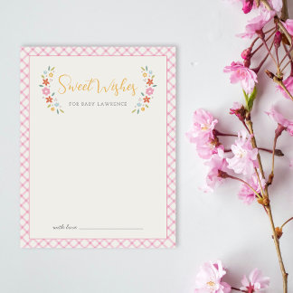 Pink Sweet Floral Wishes For Baby Shower Card  ノートカード