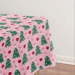 Pink Sweet Greenery Christmas Tree Holiday  テーブルクロス<br><div class="desc">Cheerful Christmas holiday with evergreen trees sit atop a powder pink background. Snowflakes and elegant Christmas ornaments are scattered about this pretty design.</div>