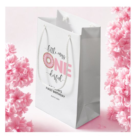 Pink Sweet Little MIss 1st Birthday スモールペーパーバッグ