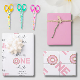 Pink Sweet Little MIss 1st Birthday ラッピングペーパーシート