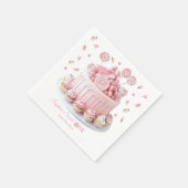 Pink Sweet One Birthday Napkins スタンダードカクテルナプキン (角)