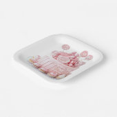 Pink Sweet One Birthday Paper Plates ペーパープレート (傾斜あり)