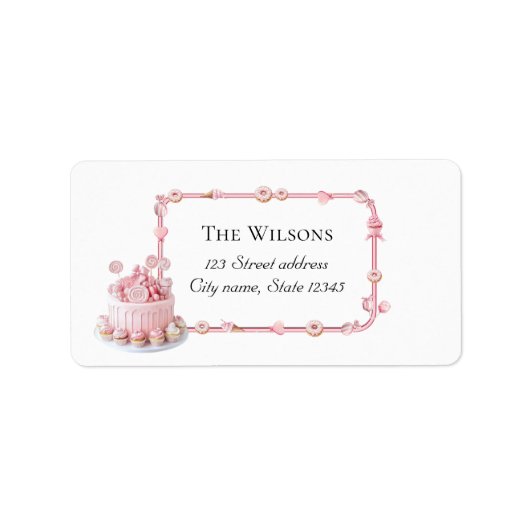 Pink Sweet One Return Address Labels ラベル (正面)