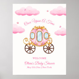 Pink Sweet Princess Carriage Baby Shower Welcome ポスター