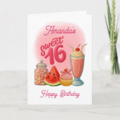 Pink Sweet Sixteen Birthday Card カード (正面)