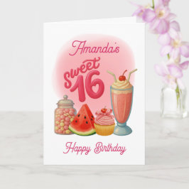 Pink Sweet Sixteen Birthday Card カード