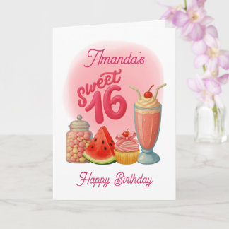 Pink Sweet Sixteen Birthday Card カード