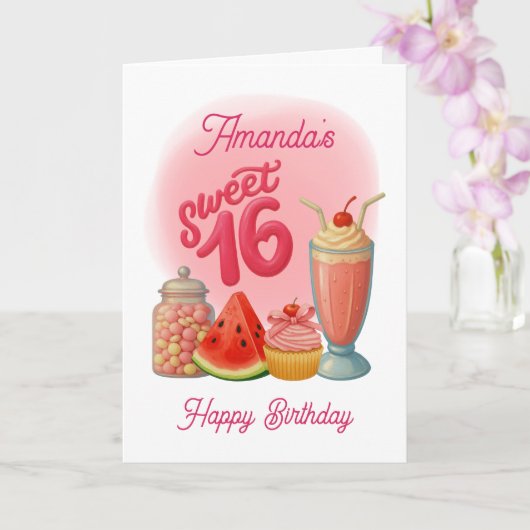 Pink Sweet Sixteen Birthday Card カード (蘭)