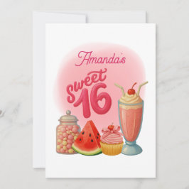 Pink Sweet Sixteen Birthday Invitation 招待状