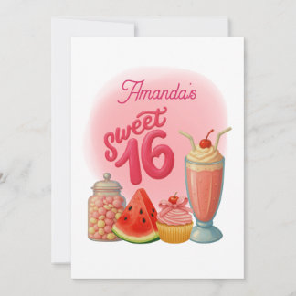 Pink Sweet Sixteen Birthday Invitation 招待状