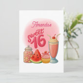 Pink Sweet Sixteen Birthday Invitation 招待状 (スタンド正面)