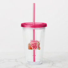Pink Sweet Sixteen Drinking Glass
