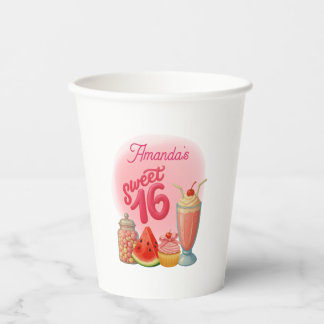 Pink Sweet Sixteen Paper Cups 紙コップ