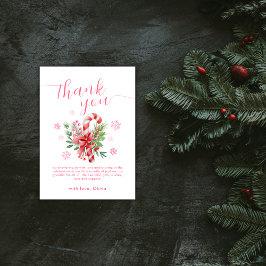 Pink Sweet Snowflake Festive Candy Baby Shower サンキューカード