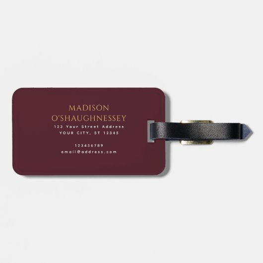 Pink Sword Shield Medieval Fantasy Monogram ラゲッジタグ (裏面横)