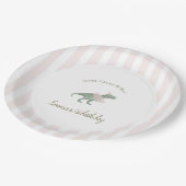 Pink T Rex Tutu Girl Birthday Paper Plates ペーパープレート (アングル)