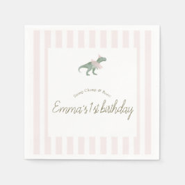 Pink T Rex Tutu Girl Birthday Party Napkins スタンダードカクテルナプキン