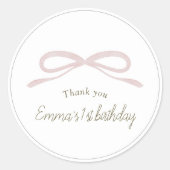 Pink T Rex Tutu Girl Birthday Round Sticker ラウンドシール (正面)