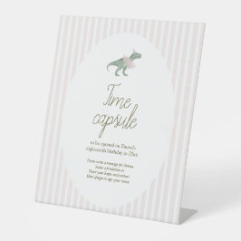 Pink T Rex Tutu Girl Birthday Time Capsule Sign 台座サイン