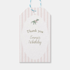Pink T Rex Tutu Girl Rectangle Favor Tag ギフトタグ