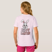 Pink T-Shirt Happy Easter White Bunny Tシャツ (裏面フル)