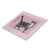 Pink Tabby Cat Cats Pastel Pink Girls Name タイル (側面)