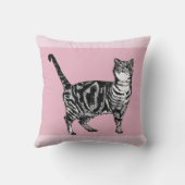 Pink Tabby Cat Cats Pink Girls Name Nursery クッション (裏面)