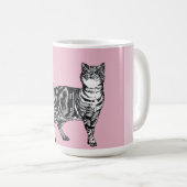 Pink Tabby Cat Cats Pink Girls Name Nursery コーヒーマグカップ (正面右)