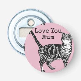 Pink Tabby Love You Mum Favour Floral Flower 栓抜き