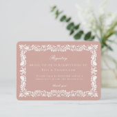 Pink Talavera Tileレジストリカード招待状の挿入 エンクロージャーカード (スタンド正面)