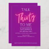 Pink Talk 30 To Me 30th Birthdayパーティの招待状 招待状 (正面/裏面)