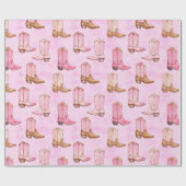 Pink Tan Cowgirl Boots Birthday ラッピングペーパー (フラット)