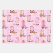 Pink Tan Cowgirl Boots Horses Birthday ラッピングペーパーシート (正面)